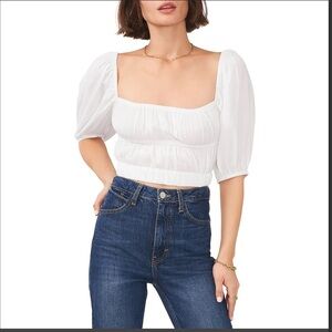 NWT 1.State White Ruched Halter Top size L